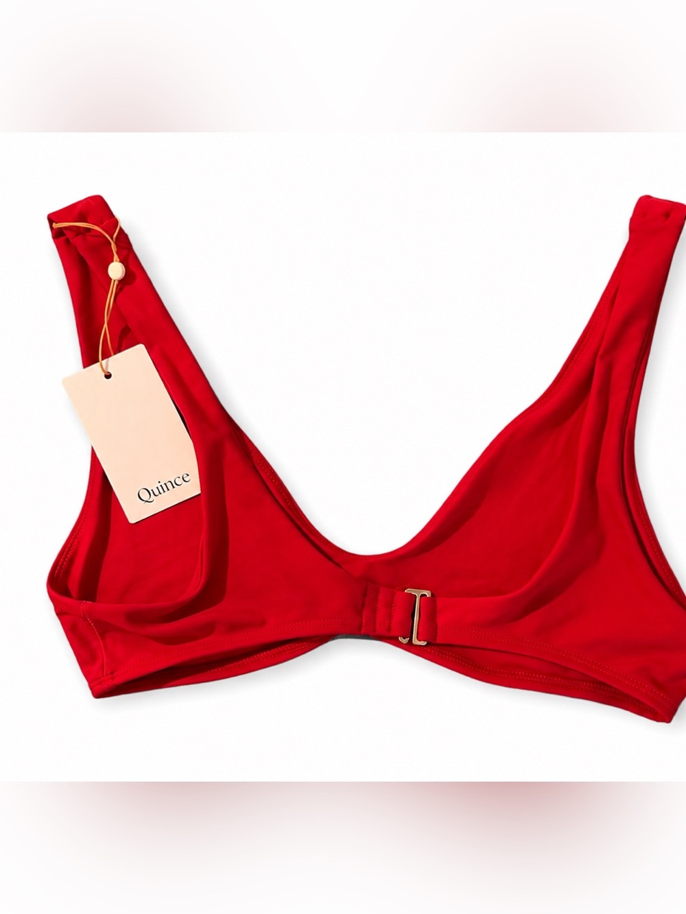 Quince Plunge Bikini Top Cherry Red Size M NWT - Picture 2 of 3